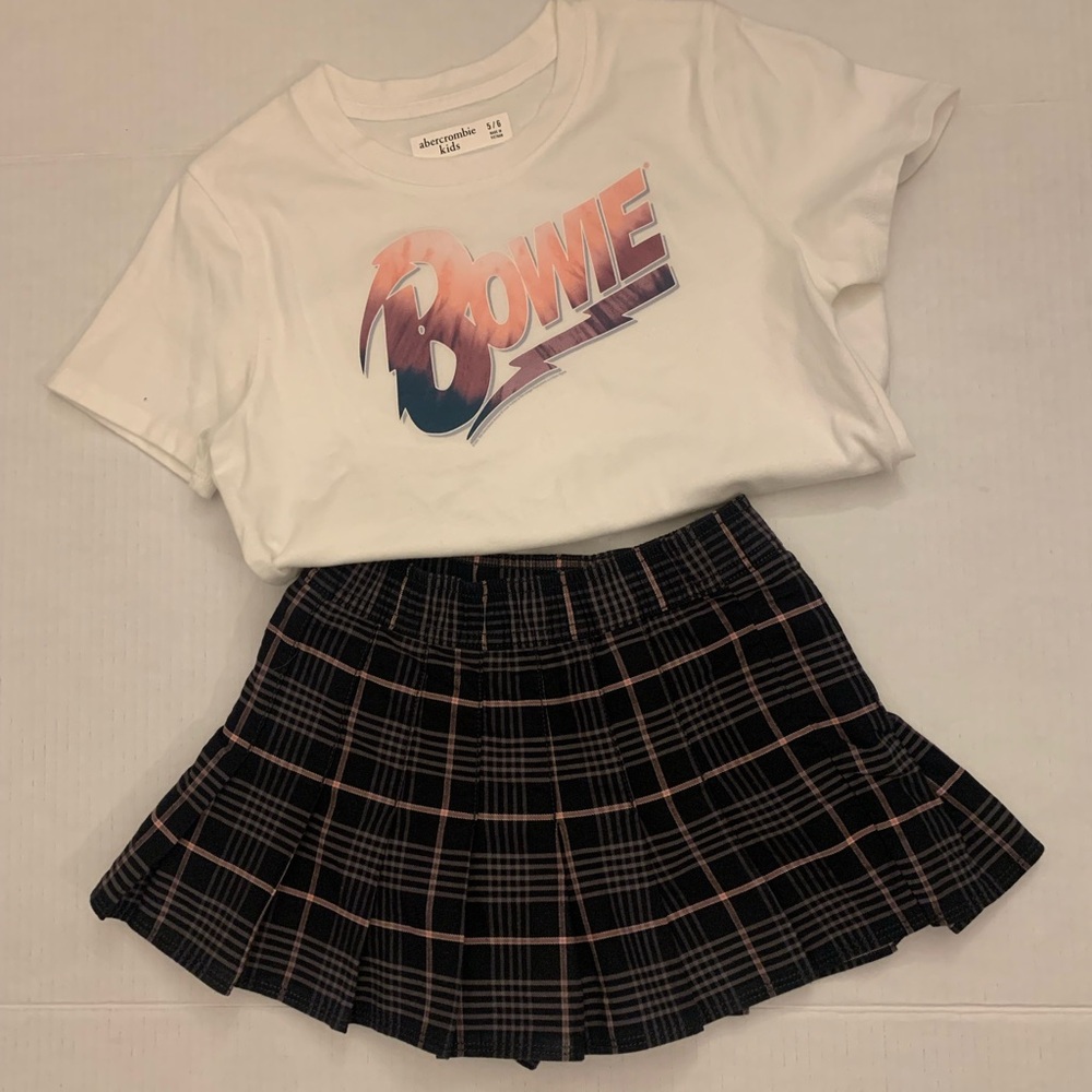 Abercrombie Kids Black and Pink Plaid Skirt